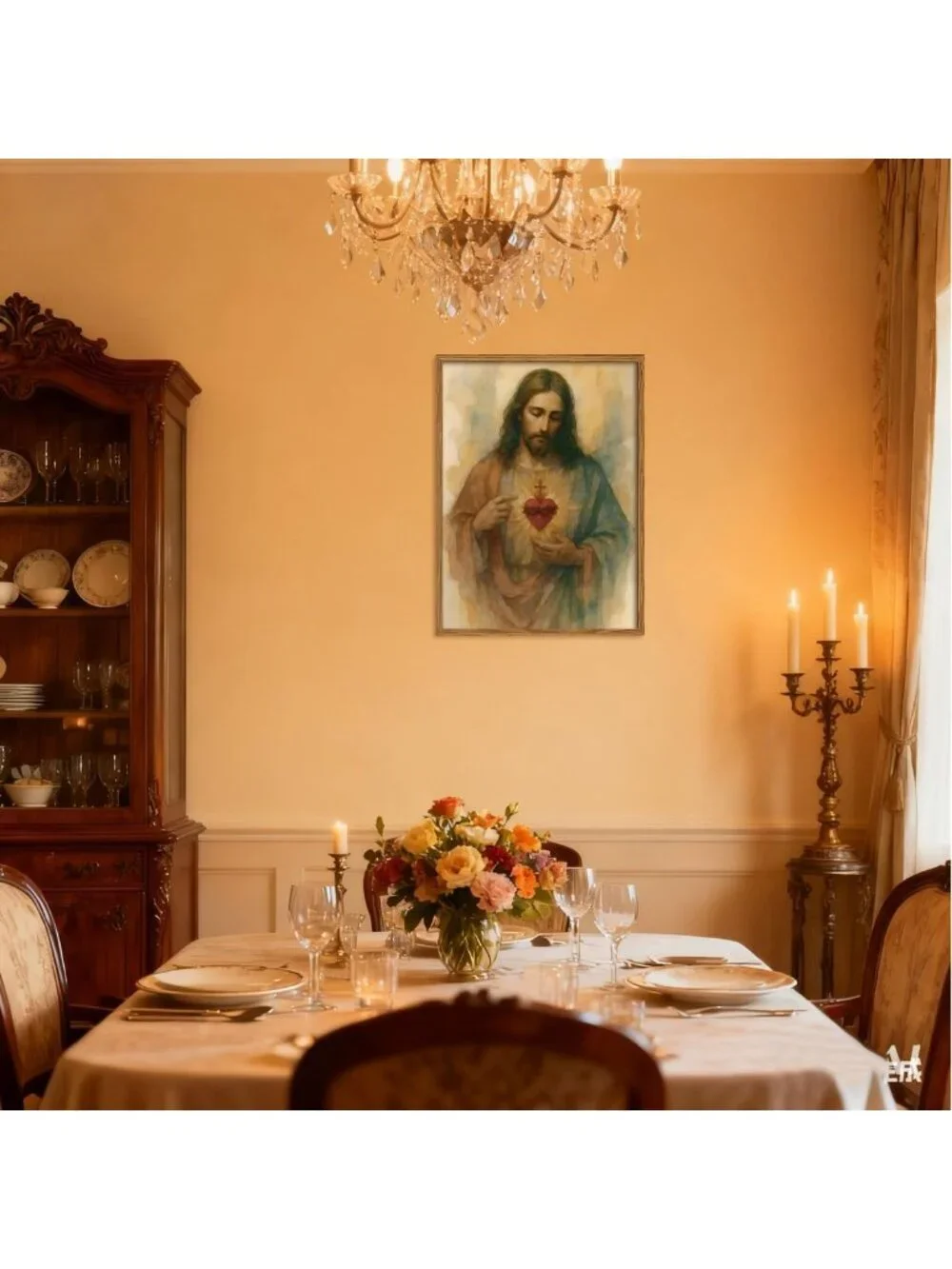 Sacred Heart of Jesus Wall Art - Christian Canvas Print for Home Decor 12x16